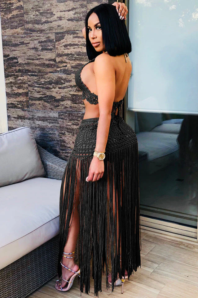 Crochet Bralette + Tassel Maxi Skirt Set - Image 4