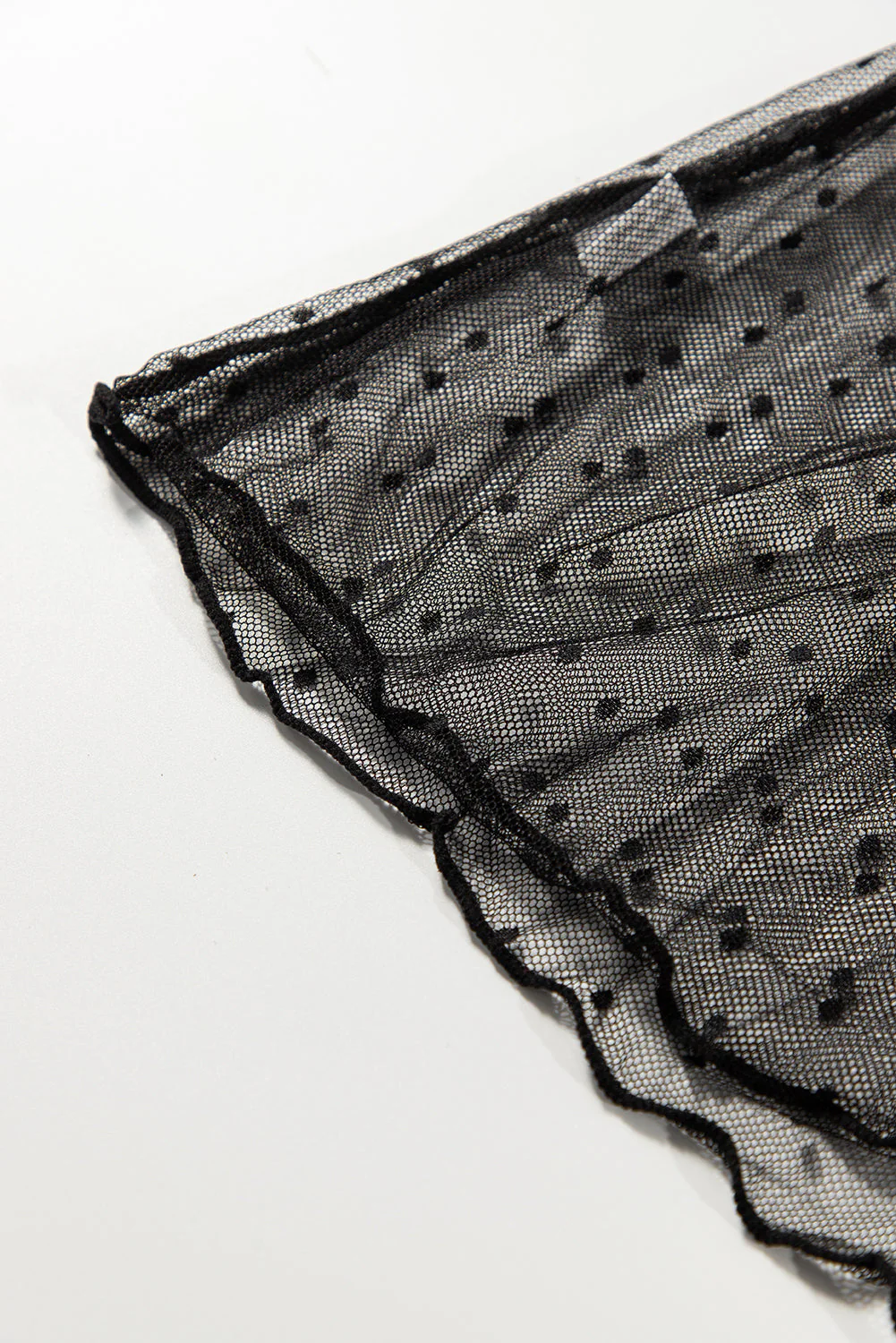 Crochet Lace Bowknot Dot Mesh Slit Babydoll - Image 12