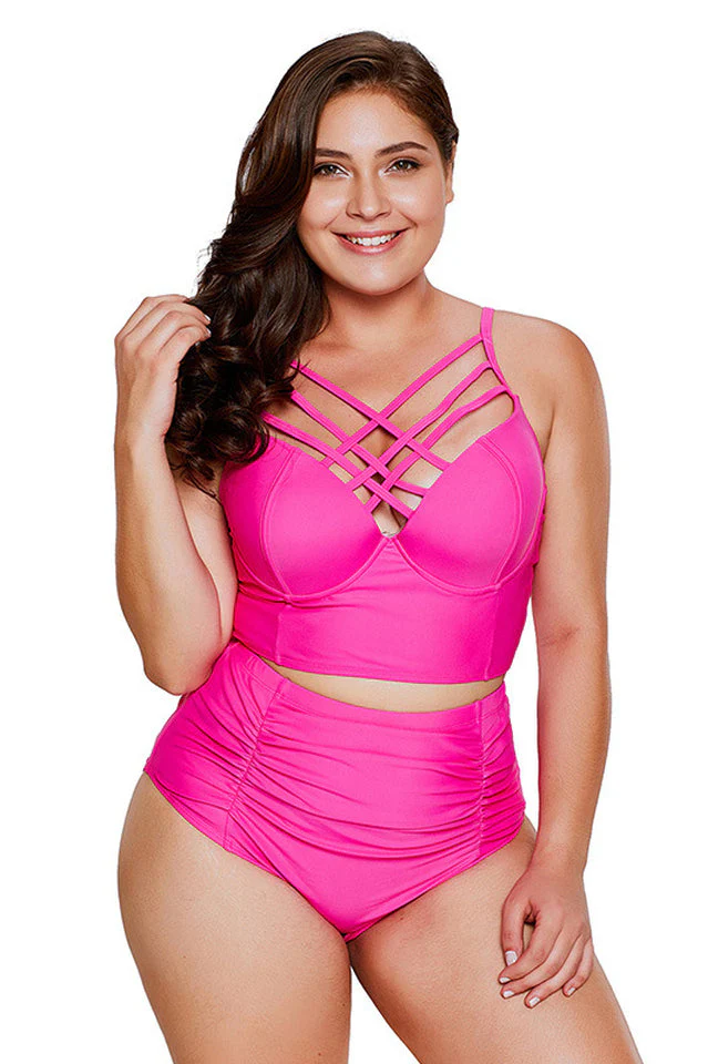 (M-3XL) Cross-Chest Tankini Set - Image 4