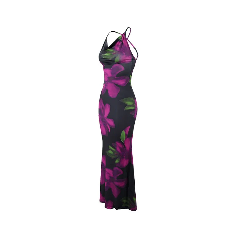 Cross-Sleeved Floral Print Dress - Image 2