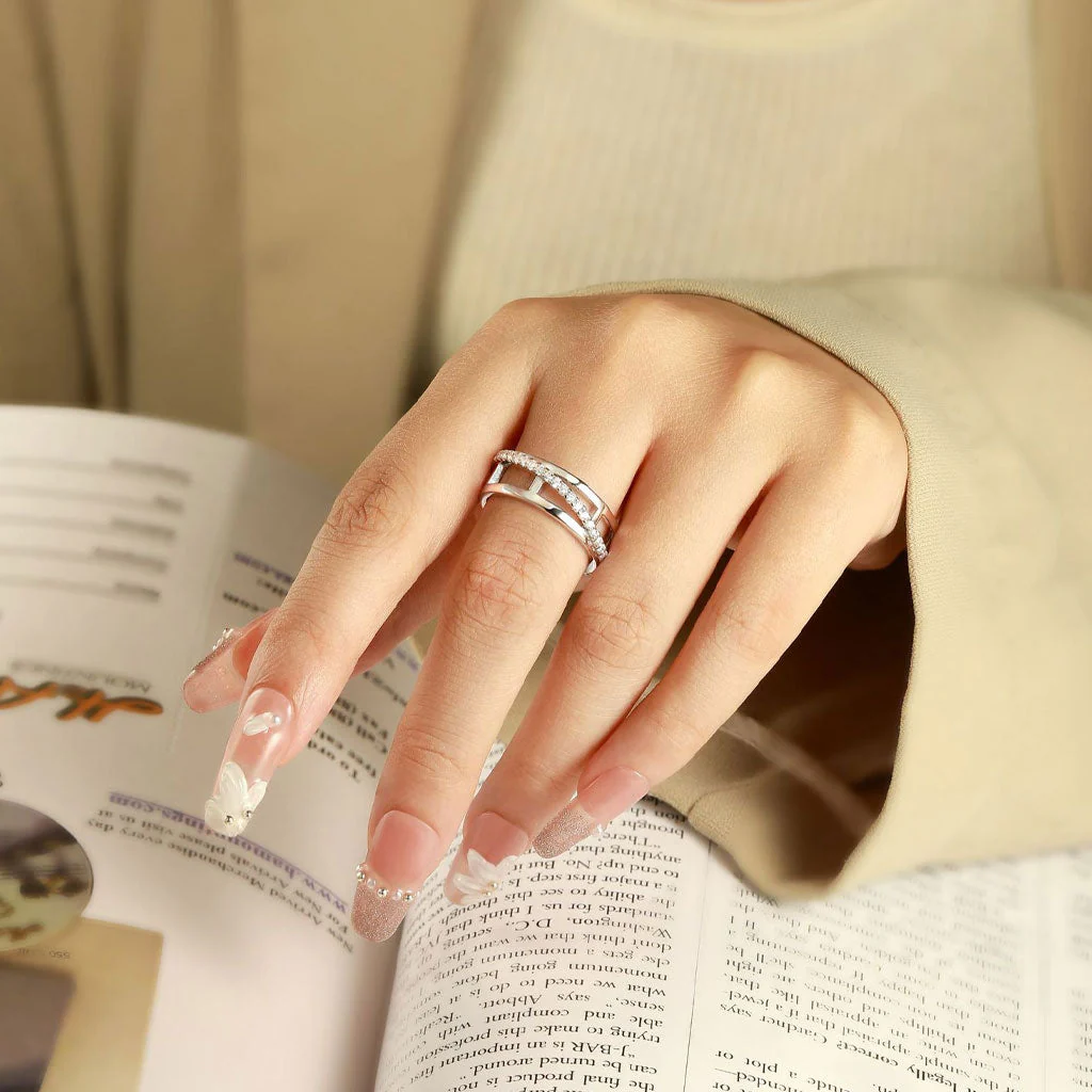Crossover Pavé Cubic Zirconia Eternity Triple Hoop Sterling Silver Jewelry Set - Image 9