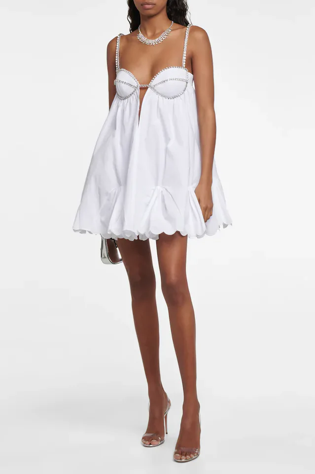 Crystal Trimmed Scallop Mini Dress - Image 4