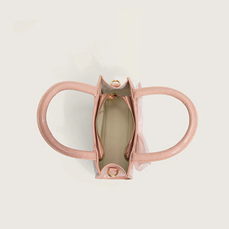 Cute Bow Detail Animal Pattern Faux Leather Crossbody Handle Bag - Pink - Image 2
