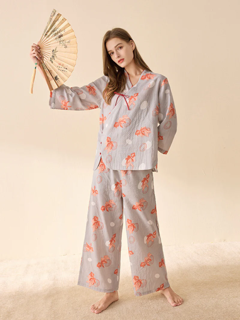 Cute Floral Print Loose Pajamas Suit for Women's - Image 2