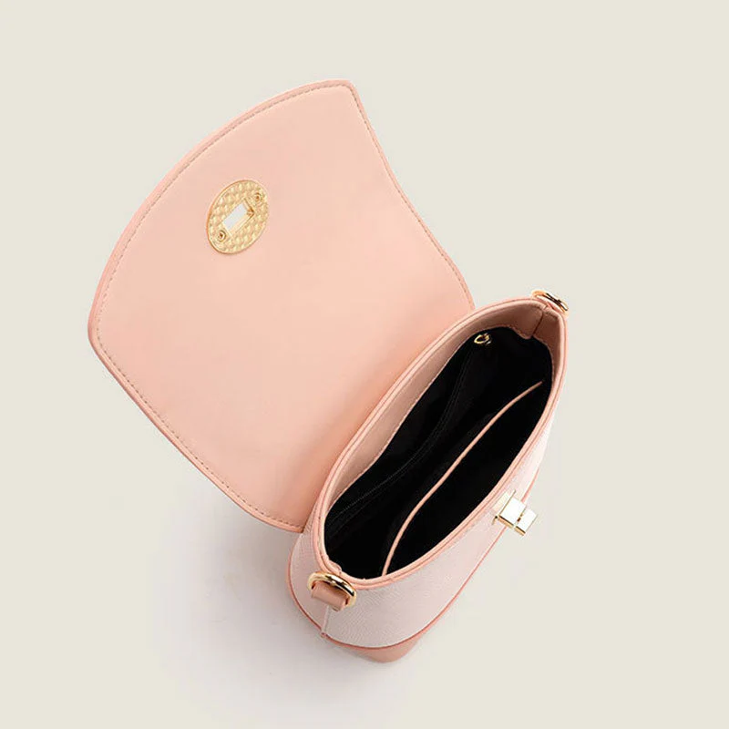 Cute Gradient Embossed Detail Foldover Top Handle Crossbody Bag - Pink - Image 2