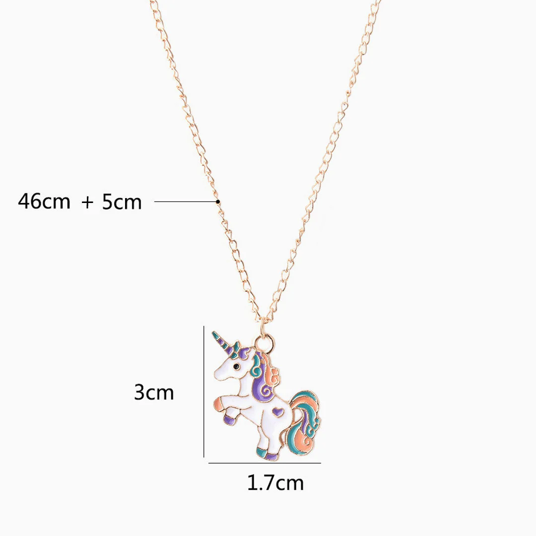 Trim Fly Back Childhood Unicorn Gold Plated Pendant Necklace - Gold - Image 4