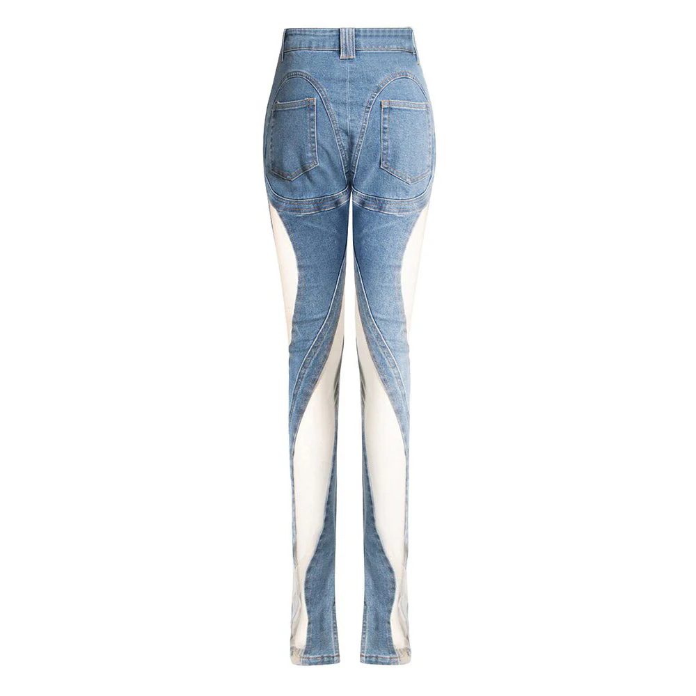 MIDORY Mesh HIGH WaistED PATCHWORK JEANS - Image 8