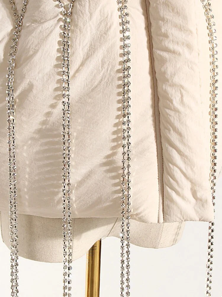DEAT Women's Waistcoat Loose Stand Collar Single Breasted  Sleeveless Plaid Diamonds Tassel Vest Winter 2023 1DF2572 - Image 6