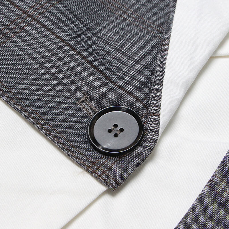 Deconstructed Check Patchwork CutOut Long Sleeve Single Breasted Jacket - Image 4