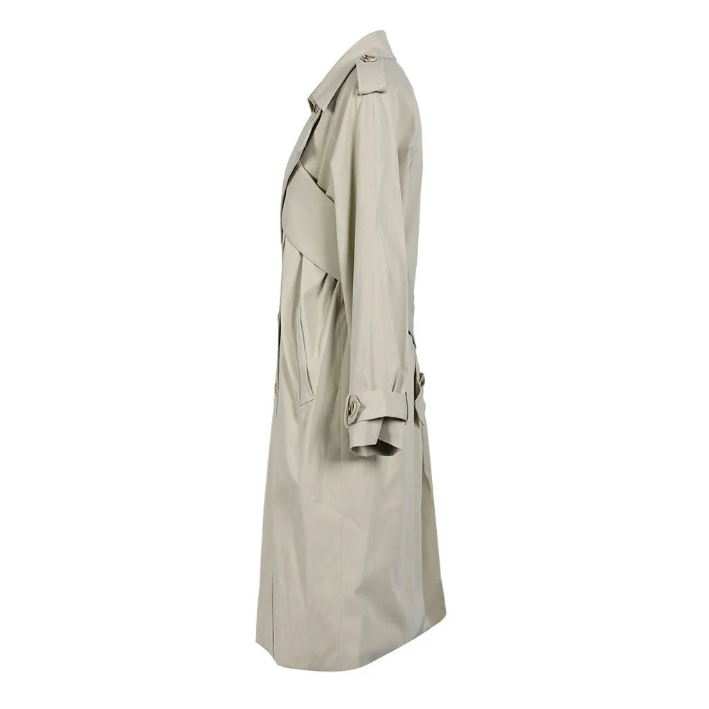Deconstructed Crossed Front Collared Double Breasted Long Sleeve Trench Coat - Image 2