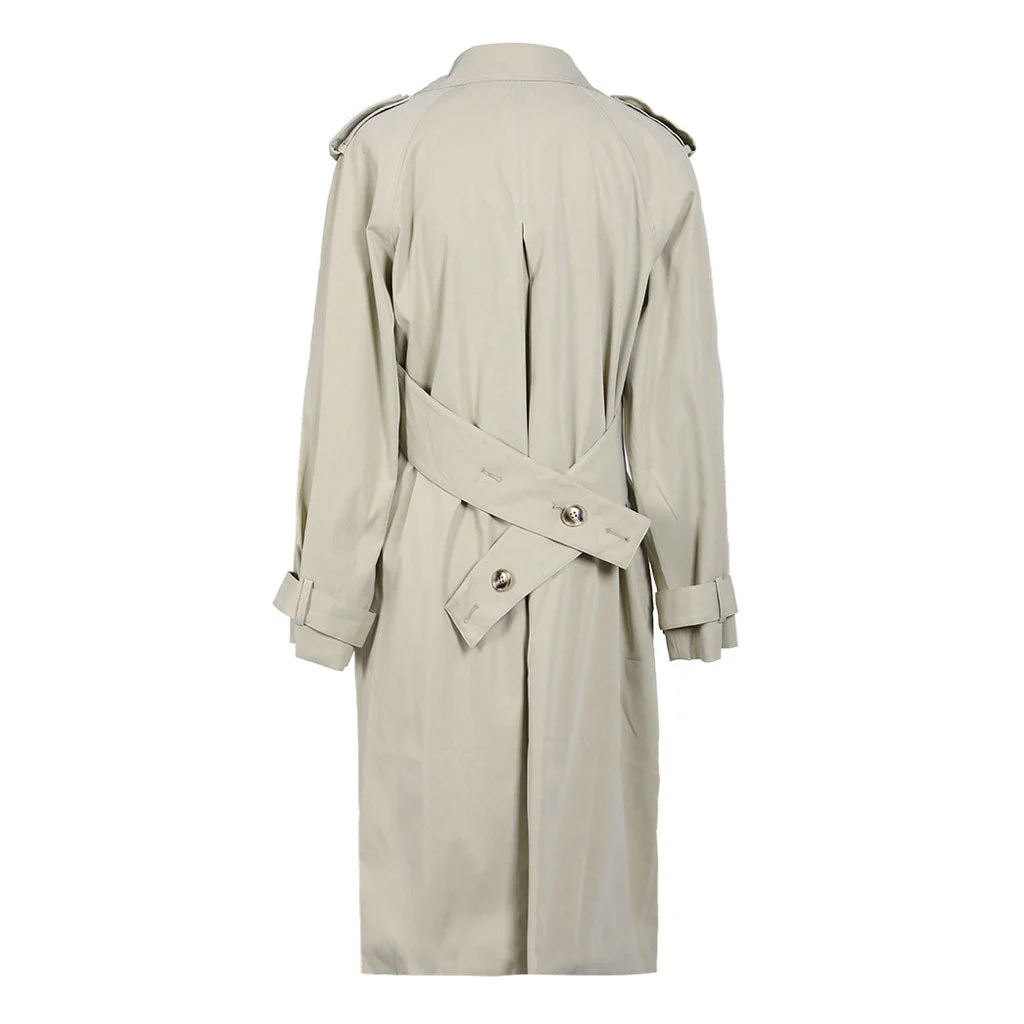 Deconstructed Crossed Front Collared Double Breasted Long Sleeve Trench Coat - Image 3