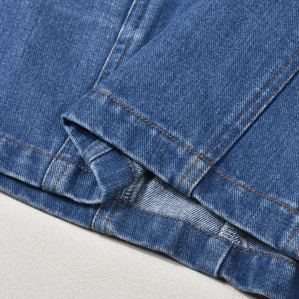 DENIM SleeveLESS Mini Dress with FLowER DETAIL - Image 7