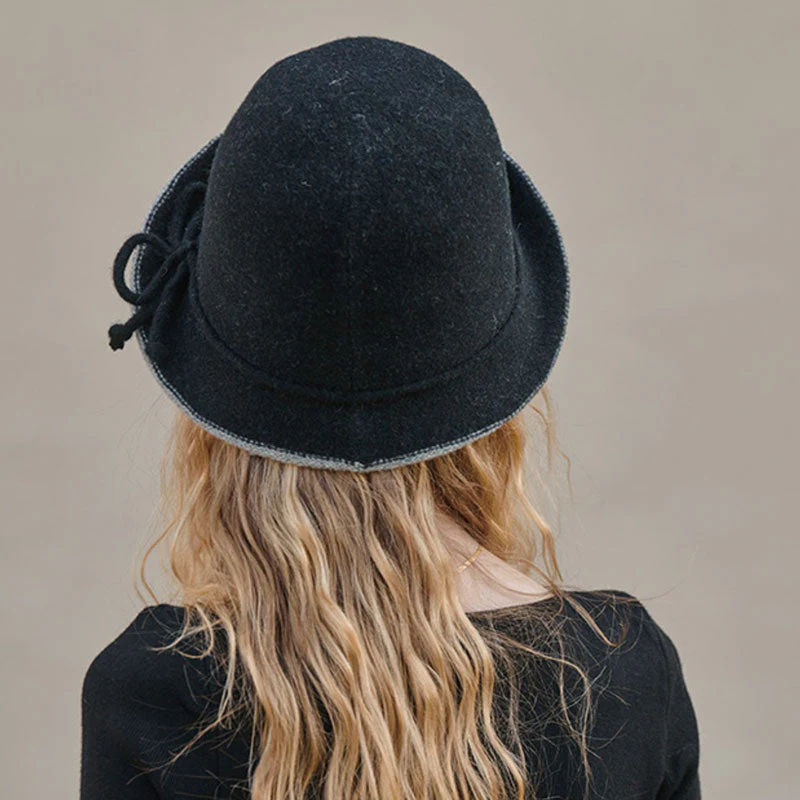Derby Classic Round Top Flared Brim Wool Blend Bowler Felt Hat - Image 3