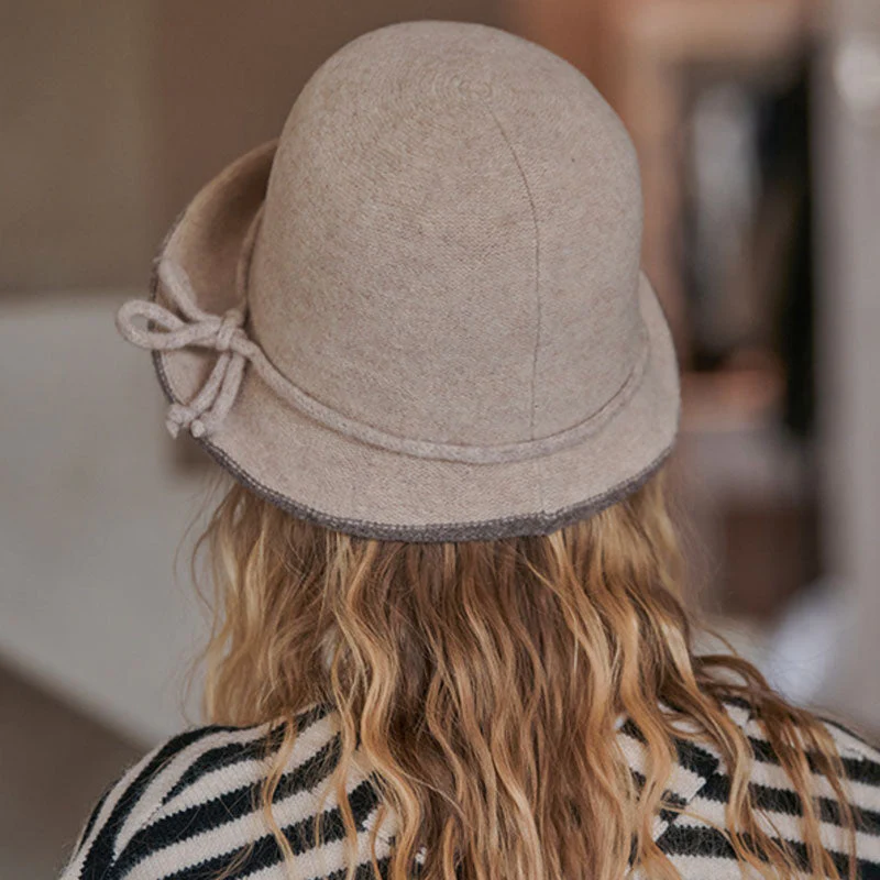 Derby Classic Round Top Flared Brim Wool Blend Bowler Felt Hat - Image 9