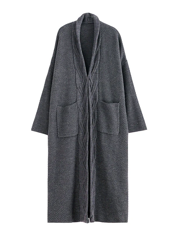 Diamond Long Cardigan Sweater with Pocket - Image 12