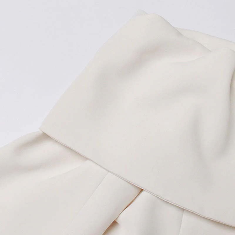 Distinctive Folded Collar Off The Shoulder Long Sleeve Single Button Split Front Blazer - Image 5