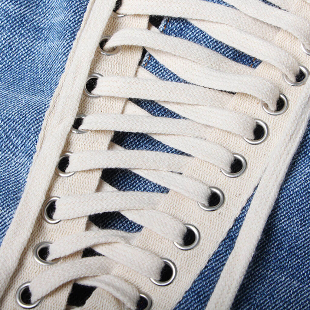 Distressed Ripped Detail Lace Up Front Cut Off Bermuda Denim Shorts - Image 4