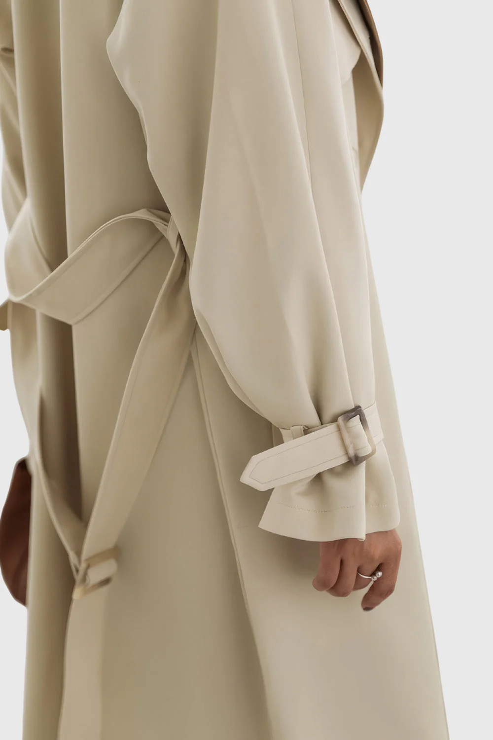 Double Layered Long Trenchcoat - Light Brown - Image 2