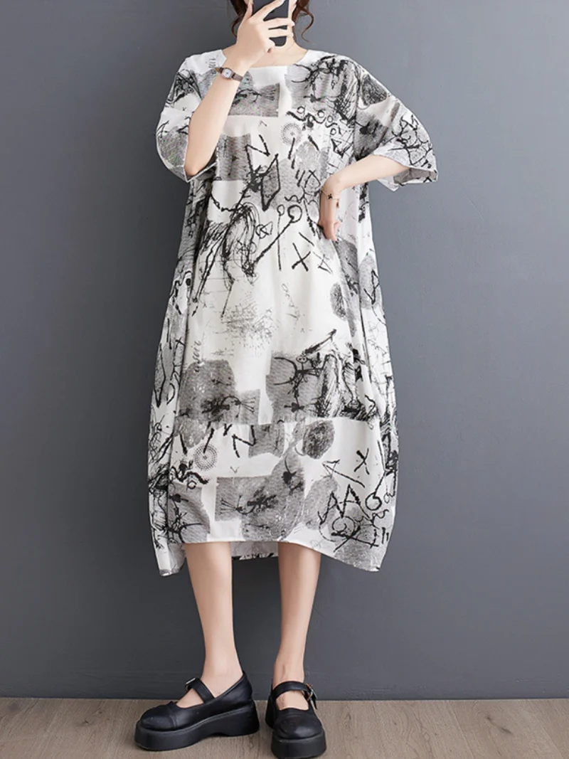Down To Earth Round Neck Short Sleeves Midi Dress - Image 4