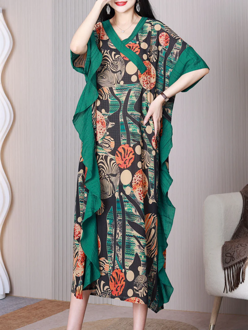 Dream Girl V-neck Short Sleeves Kaftan Dress - Image 4