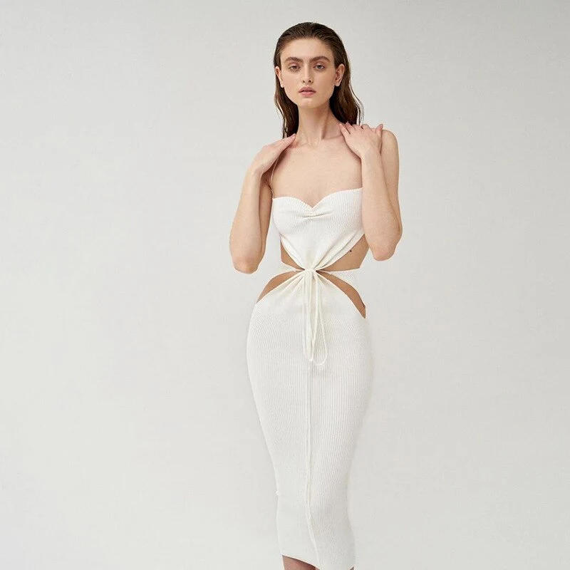 YUI Lace UP Hollow Out STRAPS MIDI Dress - Image 4