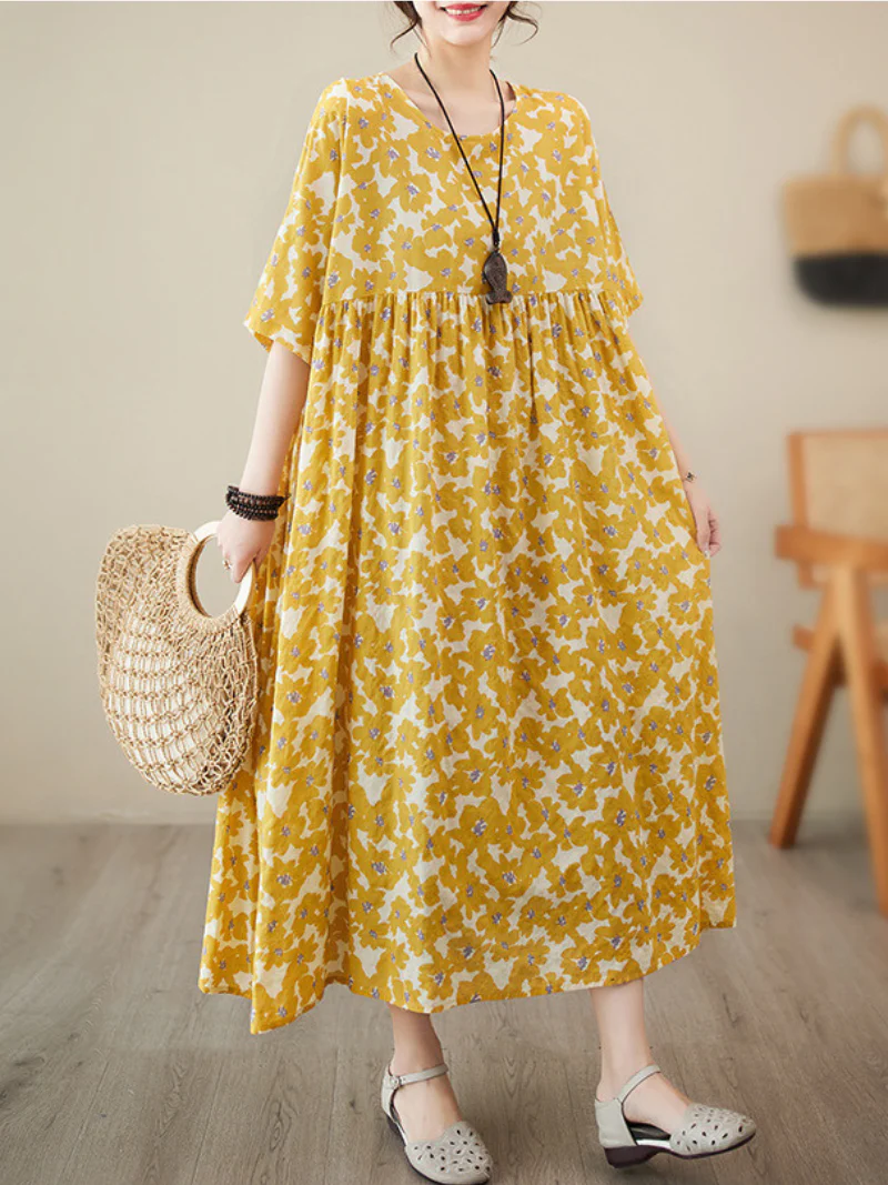 Drop a picture Cotton Round Neck Smock Dress - Image 2