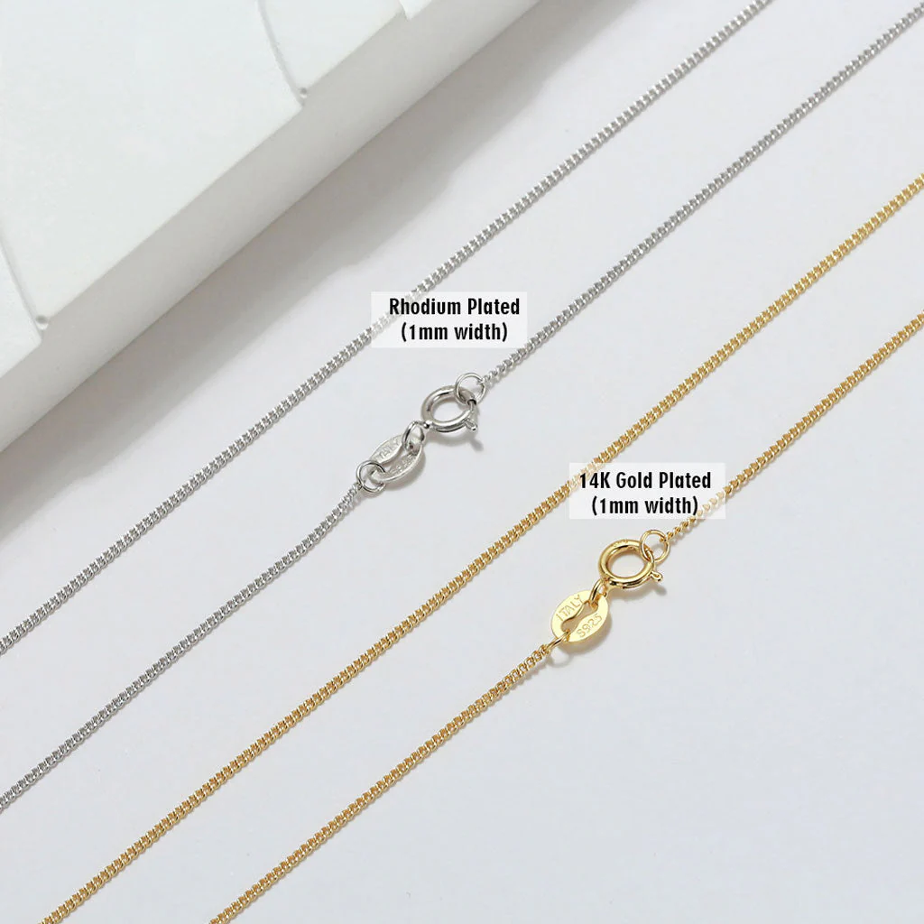 Dynamic Pure Color Sterling Silver Polished 1MM Curb Chain NeckLace - Image 3