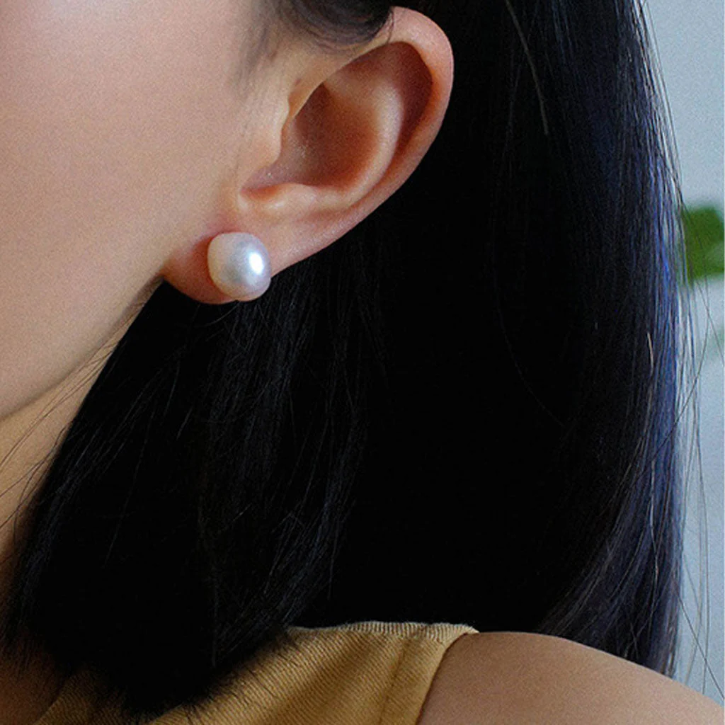 Easy To Match Simple Natural Baroque Freshwater Pearl Stud Earrings - Image 3