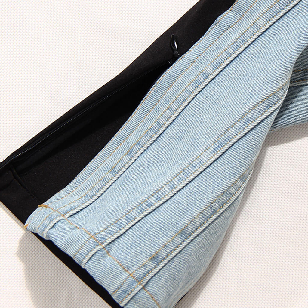Edgy Two Tone Twisted Seam High Waist Skinny Spliced Jeans - Image 3