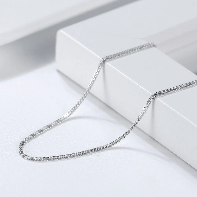 Effortless Chic Pure Color Sterling Silver 1.2MM Wheat Chain NeckLace - Image 3