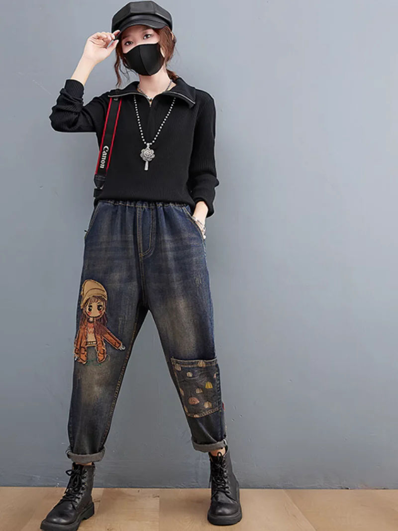 Effortlessly Stylish Cartoon Patch Embroidery Bottom - Image 8