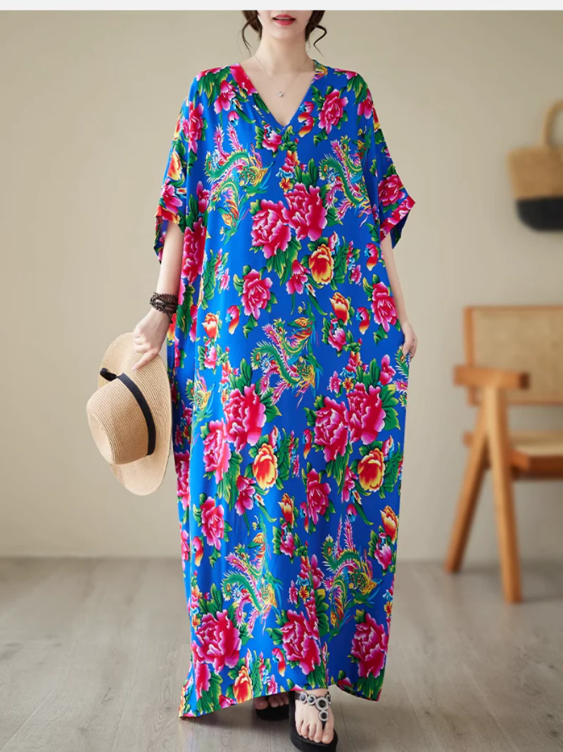 Elegance Cool Flower Kaftan Dress