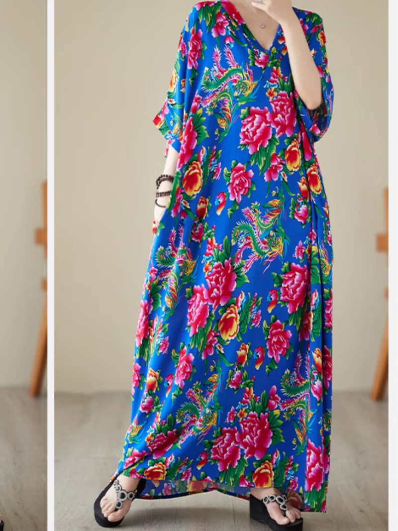 Elegance Cool Flower Kaftan Dress - Image 5