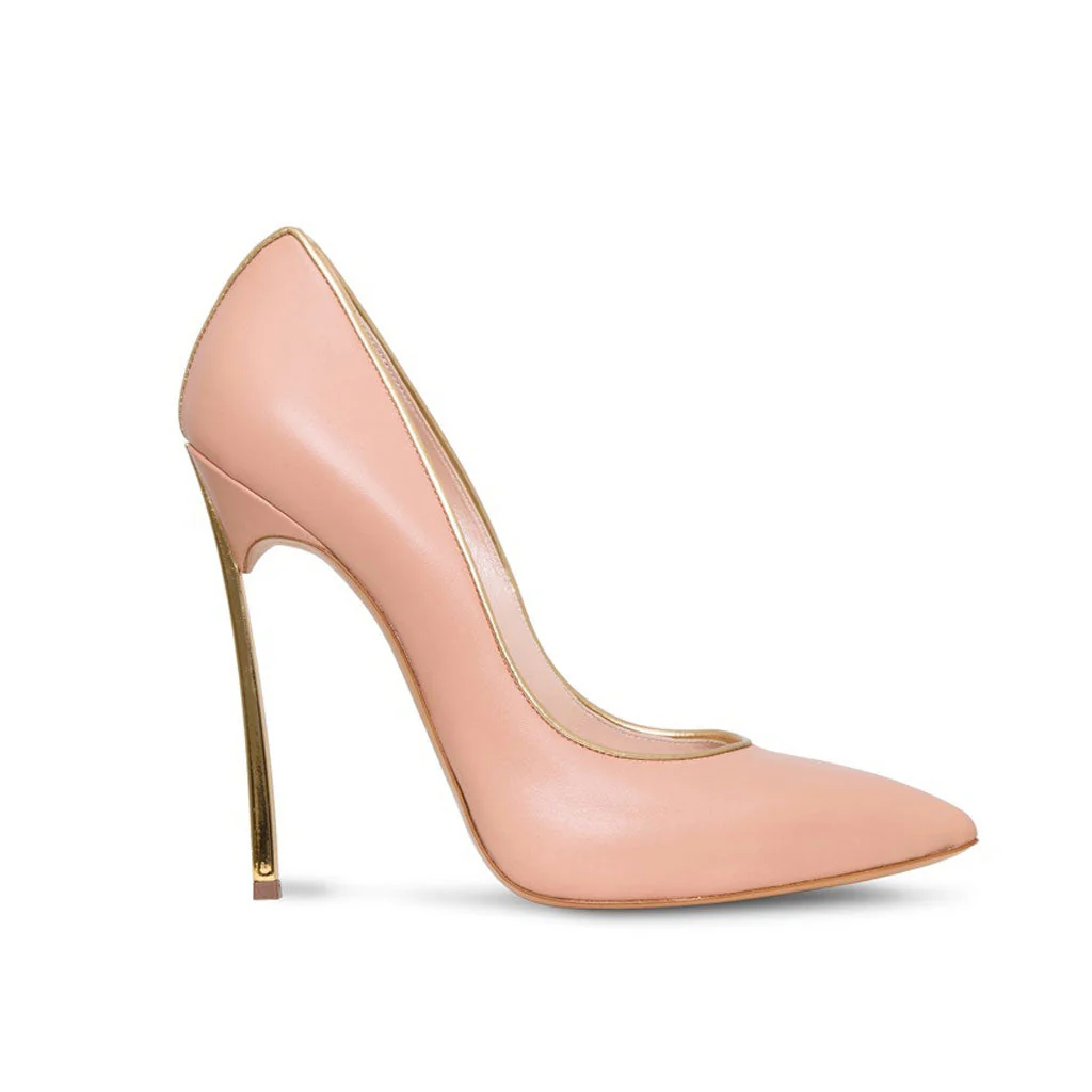 Elegant Contrast Trim Faux Leather Pointed Toe Stiletto Pumps - Apricot - Image 2
