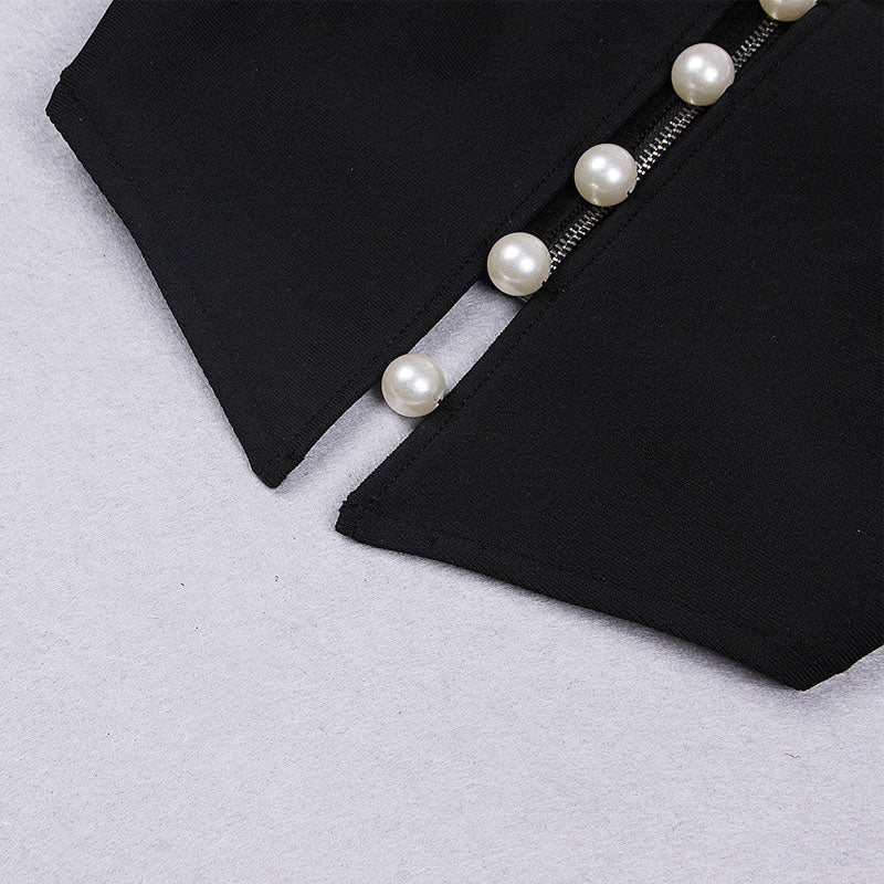 Elegant Imitated Pearl CutOut Trim Split Elbow Sleeve Bandage Matching Set - Image 6