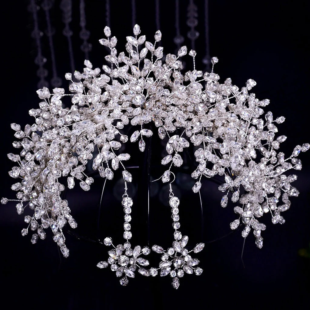 Elegant Rhinestone Leaf Motif Embellished Headband - Silver - Image 2