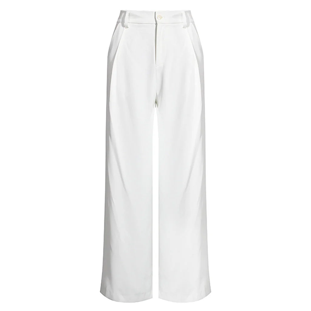 Elegant Solid Color Ankle Tie High Waist Wide Leg Pants