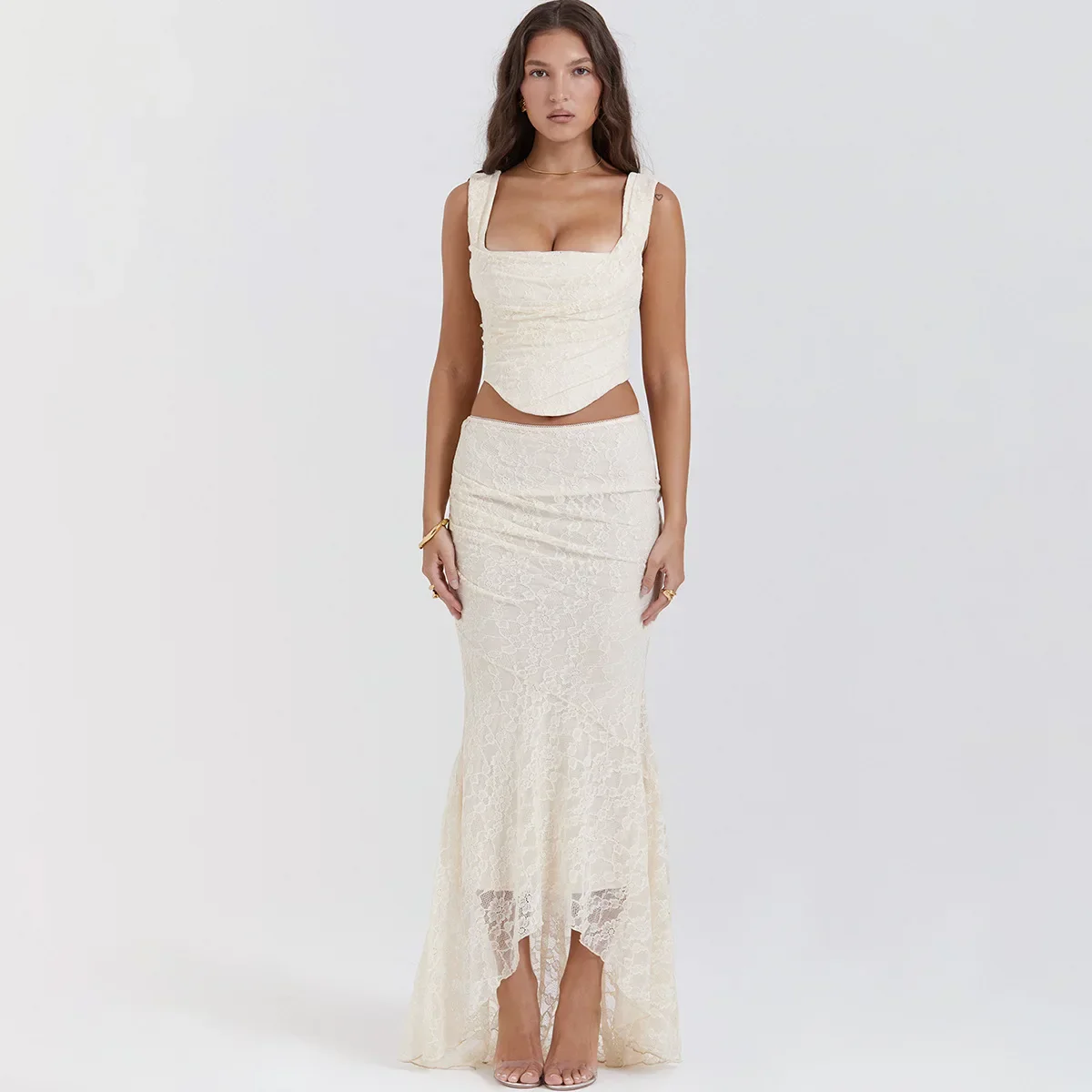 Lace UP CROP TOP and MAXI Skirt SET - Image 6