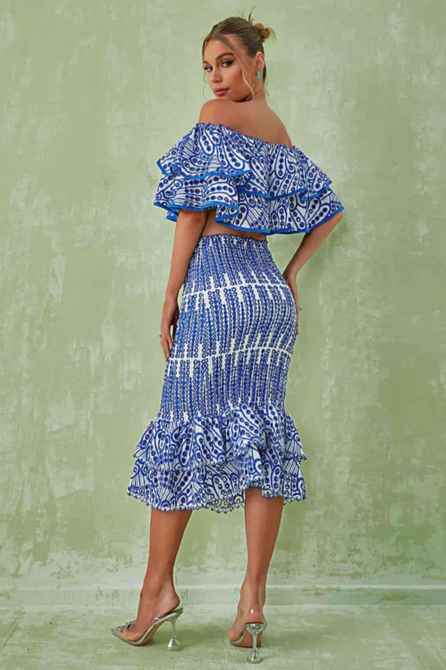 Embroidery Ruffle Blouse + Skirt Set - Image 5