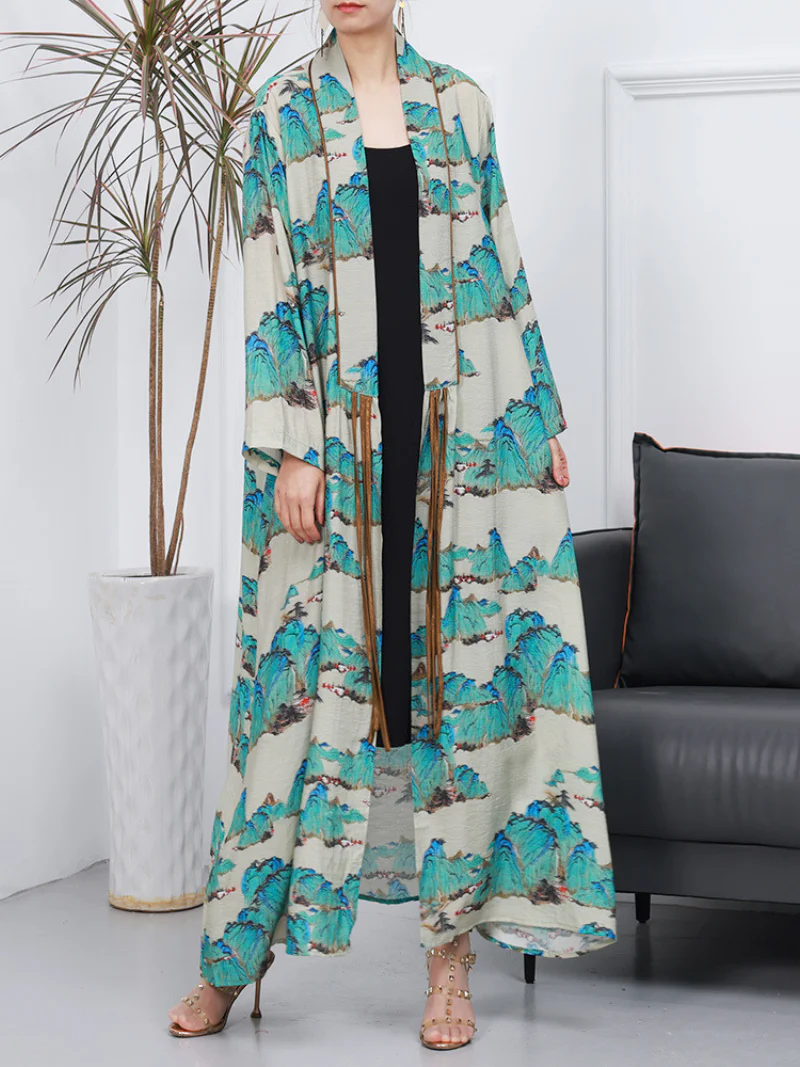 Cardigan Long-sleeved A-Line Front Open kimono - Image 2