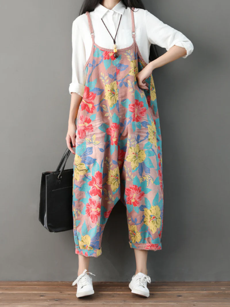 Everyday Wear Casual Flowers Bibs Overalls - Image 4