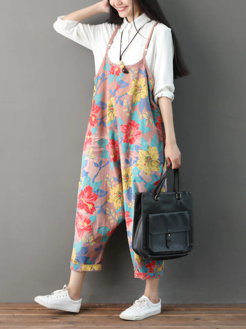 Everyday Wear Casual Flowers Bibs Overalls - Image 5