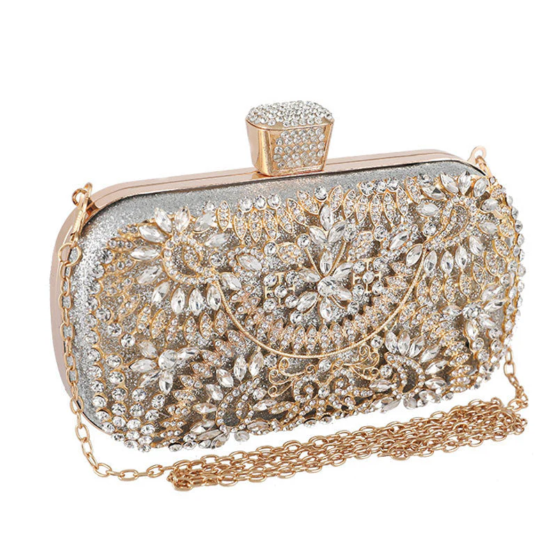 Eye-Catching Rhinestone Embellished Rectangle Evening Clutch Bag - Silver - Image 3