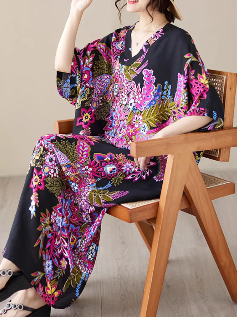 Feel My Love Casual Pattern Kaftan Dress - Image 3