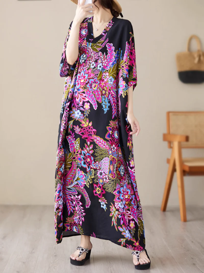 Feel My Love Casual Pattern Kaftan Dress - Image 5
