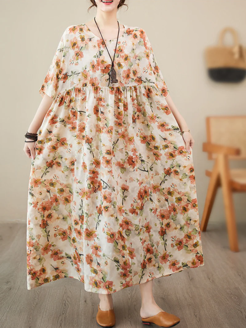 Feel My Love Round Neck Floral Smock Dress - Image 4
