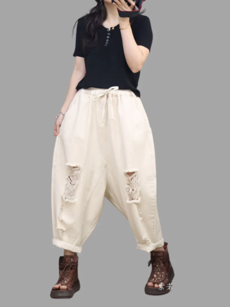 Feel The Love Denim Natural Waist Baggy Pants - Image 4