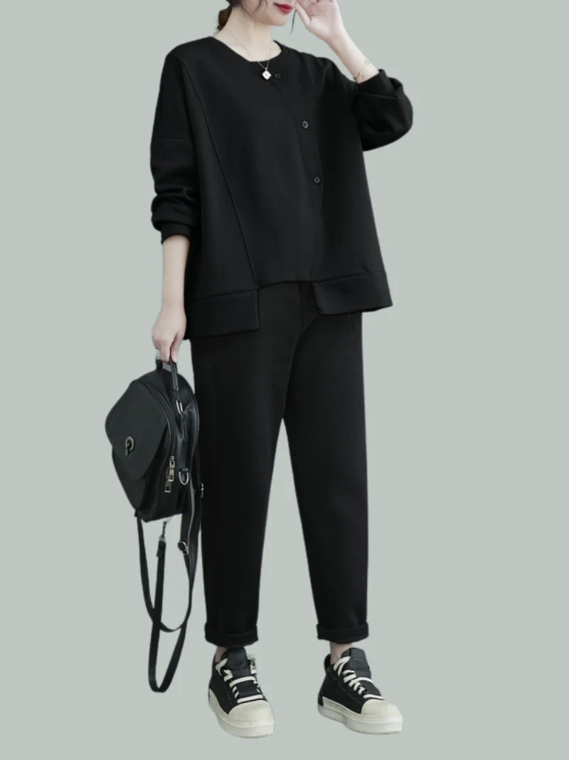 Female Casual Winter Soild Color Long-Sleeved Button Sweater Top - Image 3