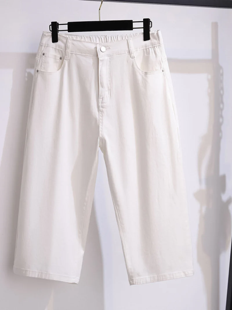 denim pants high waist thin loose straight elastic wide leg bottom - Image 3