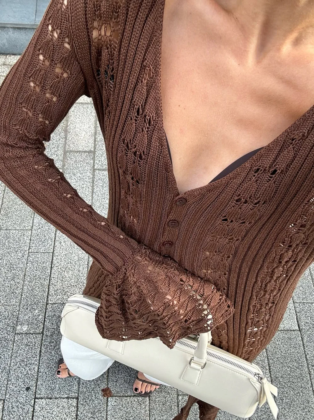 Flare Sleeve Knit Long Cardigan - Image 9